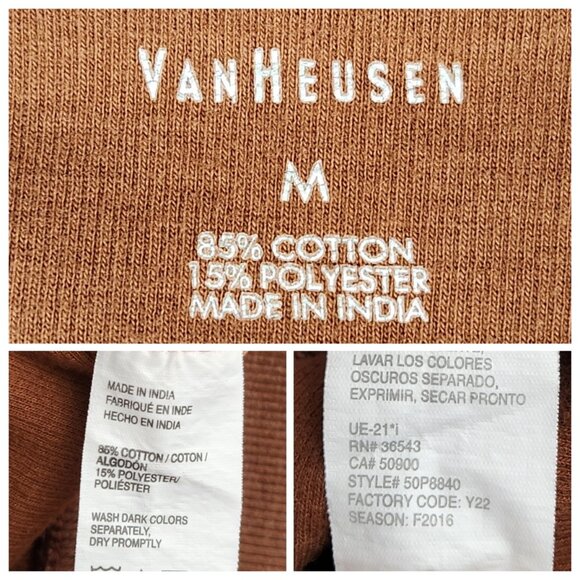 Van Heusen Men's Quarter Zip Pullover Shirt Size M Brown - Excellent Condition - Picture 3 of 8